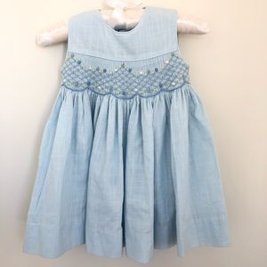 Blue Sleeveless Smocked Dress, 12mos